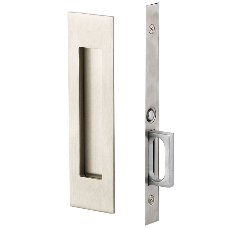 Emtek Passage Narrow Modern Rectangular Pocket Door Mortise Lock in Satin Nickel finish