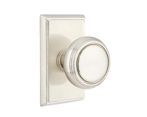 Emtek Passage Norwich Knob With Rectangular Rosette in Satin Nickel finish