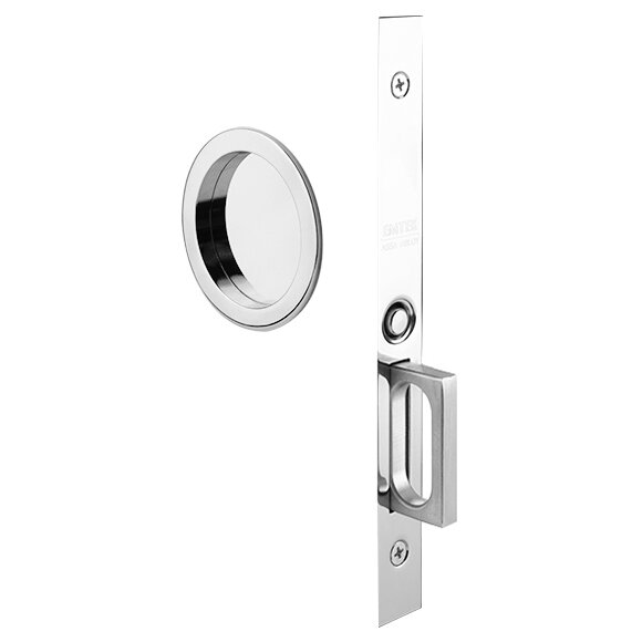 Emtek Passage Pocket Door Mortise Lock in Round Style (2 3/4 diameter) in Polished Chrome finish
