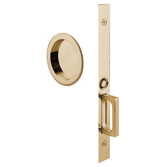 Emtek Passage Pocket Door Mortise Lock in Round Style (2 3/4 diameter) in Satin Brass finish