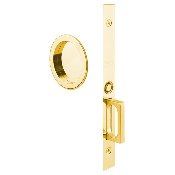 Emtek Passage Pocket Door Mortise Lock in Round Style (2 3/4 diameter) in Unlacquered Brass finish