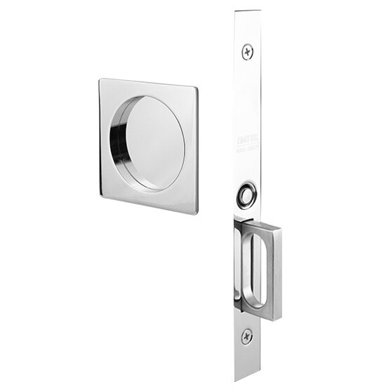Emtek Passage Pocket Door Mortise Lock in Square Style (2 3/4 x 2 3/4) in Polished Chrome finish