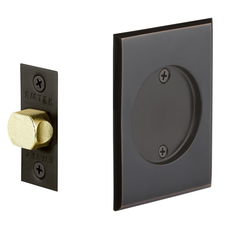Emtek Passage Rectangular Pocket Door Tubular Lock in Oil Rubbed Bronze finish