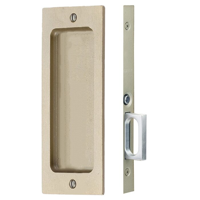 Emtek Passage Rustic Modern Rectangular Pocket Door Mortise Lock in Tumbled White Bronze finish