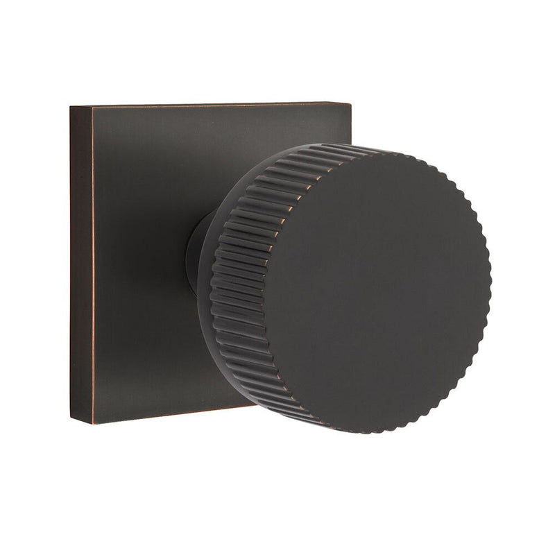 Emtek Passage Select Conical Straight Knurled Knob with Square Rosette in Oil Rubbed Bronze finish