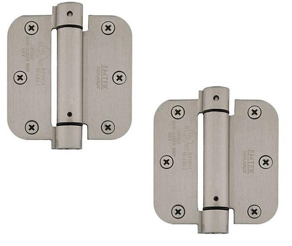 Emtek Plated Steel UL Listed Spring Hinge, 3.5" x 3.5" with 5/8" Radius Corners in Pewter finish