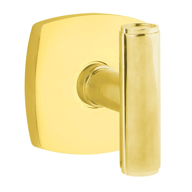 Emtek Privacy Ace Knob With Urban Modern Rosette in Unlacquered Brass finish