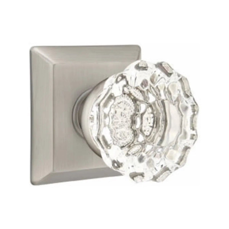 Emtek Privacy Astoria Clear Knob With Quincy Rosette in Pewter finish