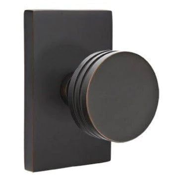 Emtek Privacy Bern Knob With Modern Rectangular Rosette in Oil Rubbed Bronze finish