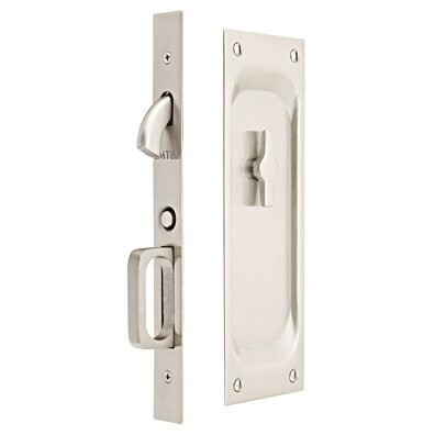 The Emtek Privacy Classic Pocket Door Mortise Lock in Satin Nickel finish