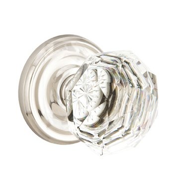 Emtek Privacy Diamond Crystal Knob With Regular Rosette in Lifetime Polished Nickel finish