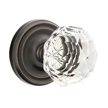 Emtek Privacy Diamond Crystal Knob With Regular Rosette in Oil Rubbed Bronze finish