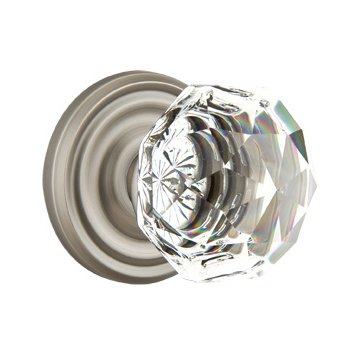 Emtek Privacy Diamond Crystal Knob With Regular Rosette in Pewter finish