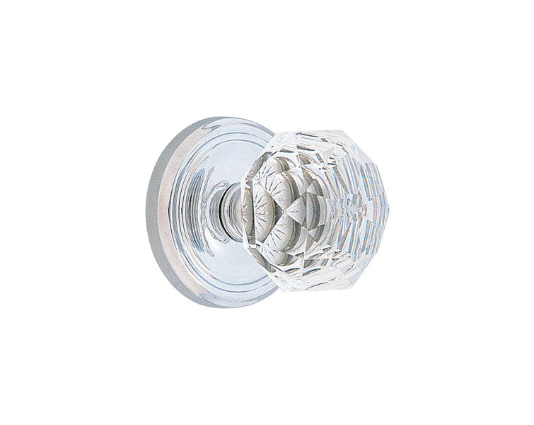 Emtek Privacy Diamond Crystal Knob With Regular Rosette in Polished Chrome finish