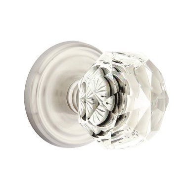 Emtek Privacy Diamond Crystal Knob With Regular Rosette in Satin Nickel finish