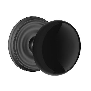 Emtek Privacy Ebony Knob With Regular Rosette in Flat Black finish