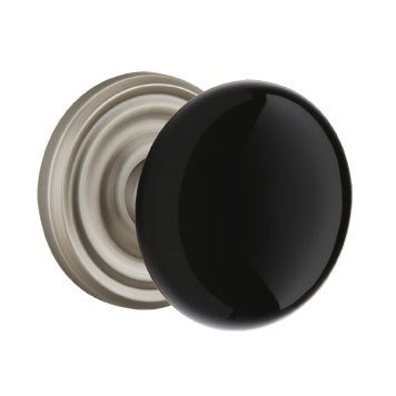 Emtek Privacy Ebony Knob With Regular Rosette in Pewter finish