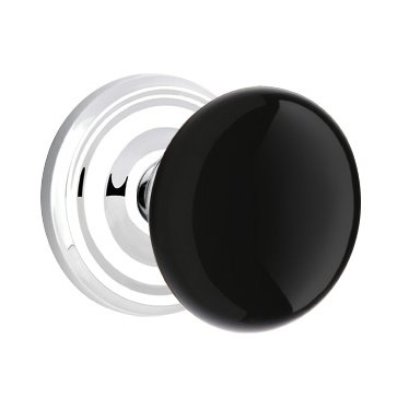 Emtek Privacy Ebony Knob With Regular Rosette in Polished Chrome finish