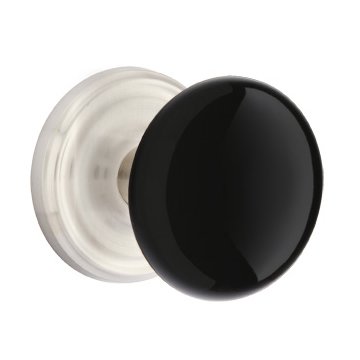 Emtek Privacy Ebony Knob With Regular Rosette in Satin Nickel finish