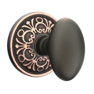 Emtek Privacy Egg Knob With Lancaster Rosette in Oil Rubbed Bronze finish