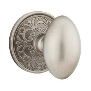 Emtek Privacy Egg Knob With Lancaster Rosette in Pewter finish