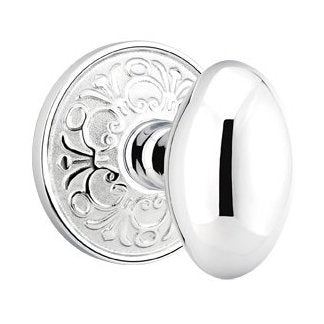 Emtek Privacy Egg Knob With Lancaster Rosette in Polished Chrome finish