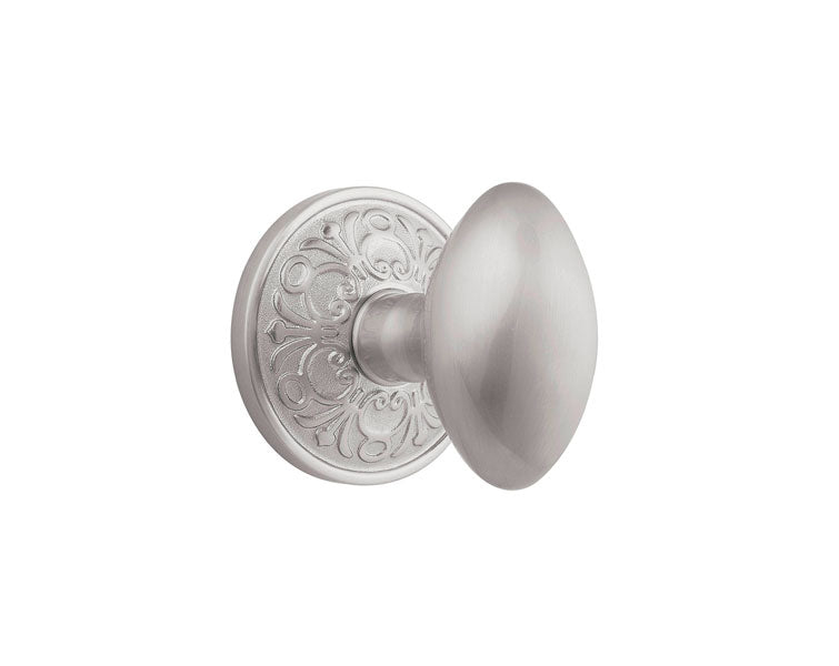 Emtek Privacy Egg Knob With Lancaster Rosette in Satin Nickel finish