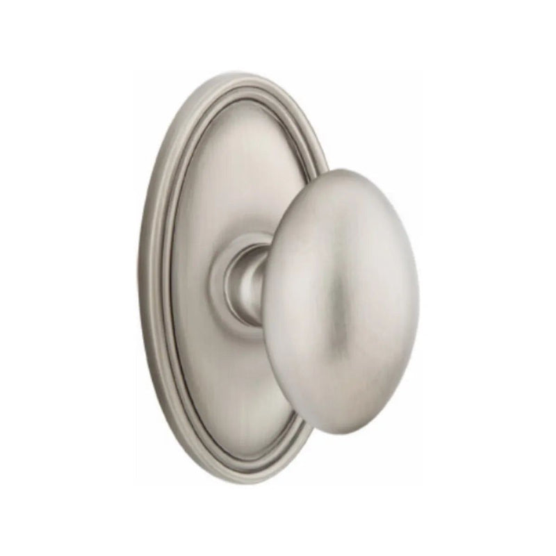 Emtek Privacy Egg Knob With Oval Rosette in Pewter finish