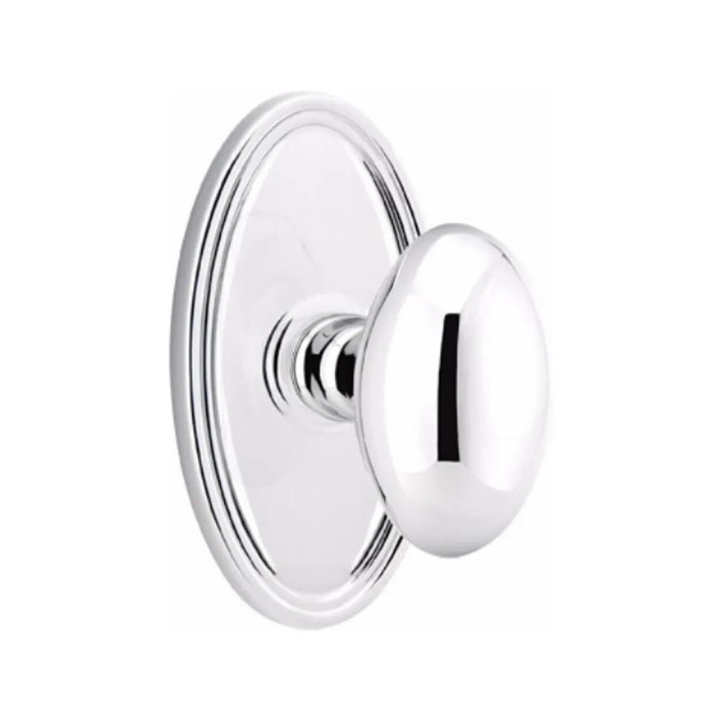 Emtek Privacy Egg Knob With Oval Rosette in Polished Chrome finish