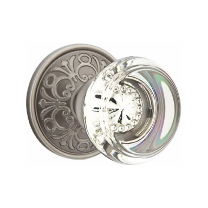 Emtek Privacy Georgetown Crystal Knob With Lancaster Rosette in Pewter finish