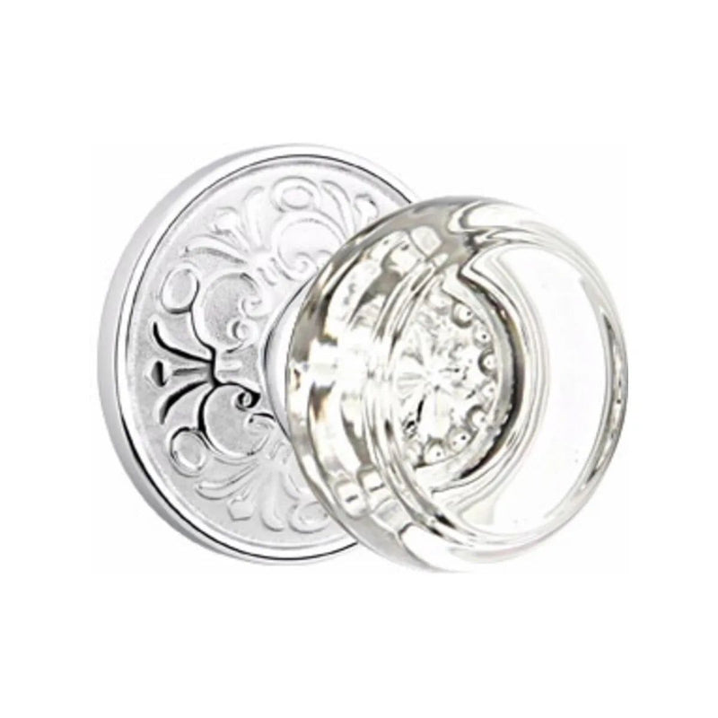 Emtek Privacy Georgetown Crystal Knob With Lancaster Rosette in Polished Chrome finish