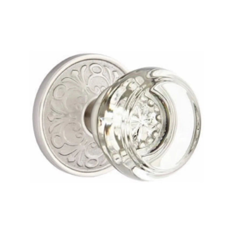 Emtek Privacy Georgetown Crystal Knob With Lancaster Rosette in Satin Nickel finish