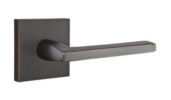 Emtek Privacy Helios Lever With Square Rosette - Right Handed in Oil Rubbed Bronze finish