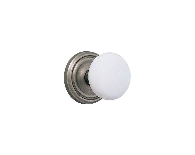 Emtek Privacy Ice White Knob With Regular Rosette in Pewter finish