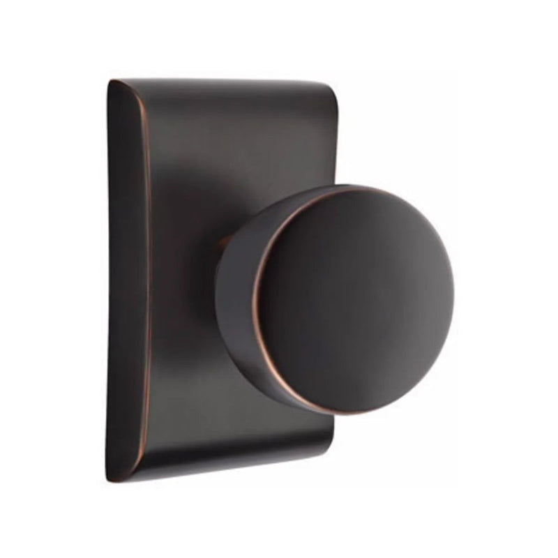 Emtek Privacy Laurent Round Knob With Neos Rosette in Oil Rubbed Bronze finish