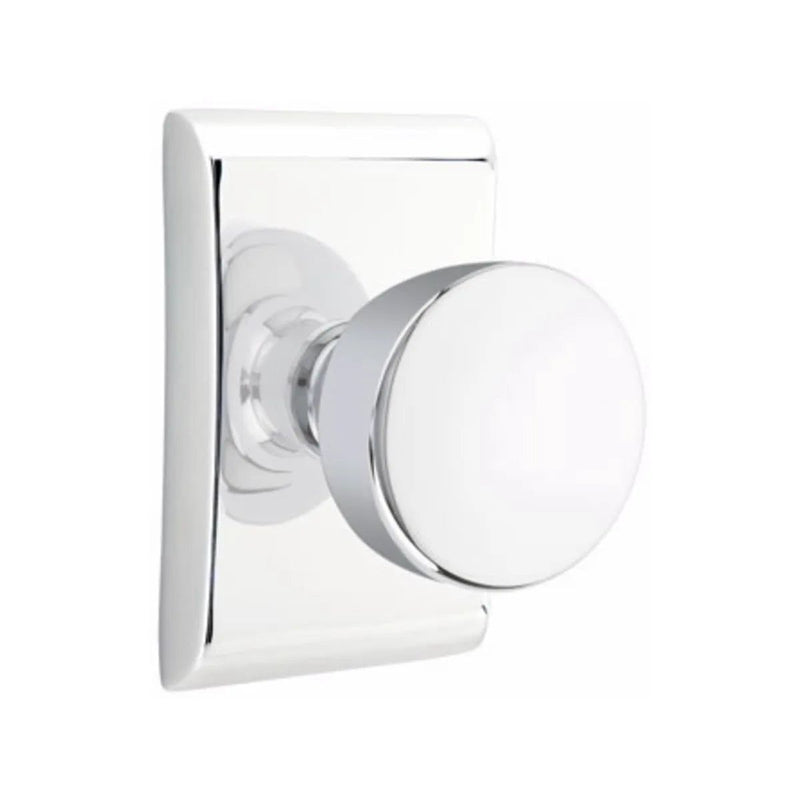 Emtek Privacy Laurent Round Knob With Neos Rosette in Polished Chrome finish