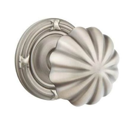 Emtek Privacy Melon Knob With Ribbon & Reed Rosette in Pewter finish