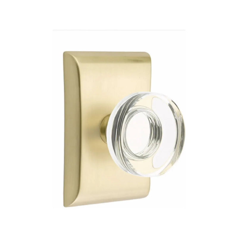 Emtek Privacy Modern Disc Crystal Knob With Neos Rosette in Satin Brass finish