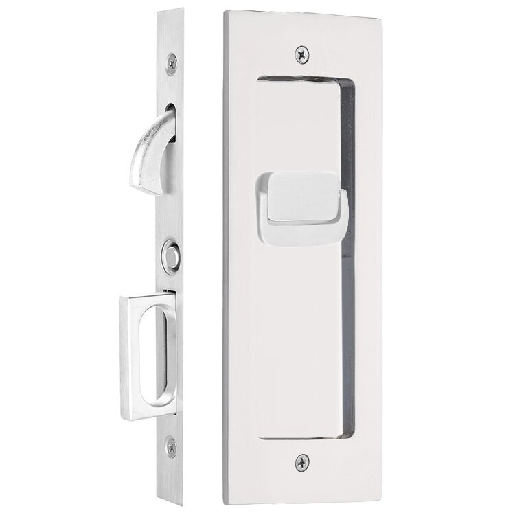 Emtek Privacy Modern Rectangular Pocket Door Mortise Lock in Polished Chrome finish
