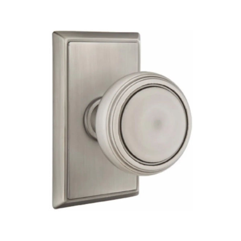 Emtek Privacy Norwich Knob With Rectangular Rosette in Pewter finish