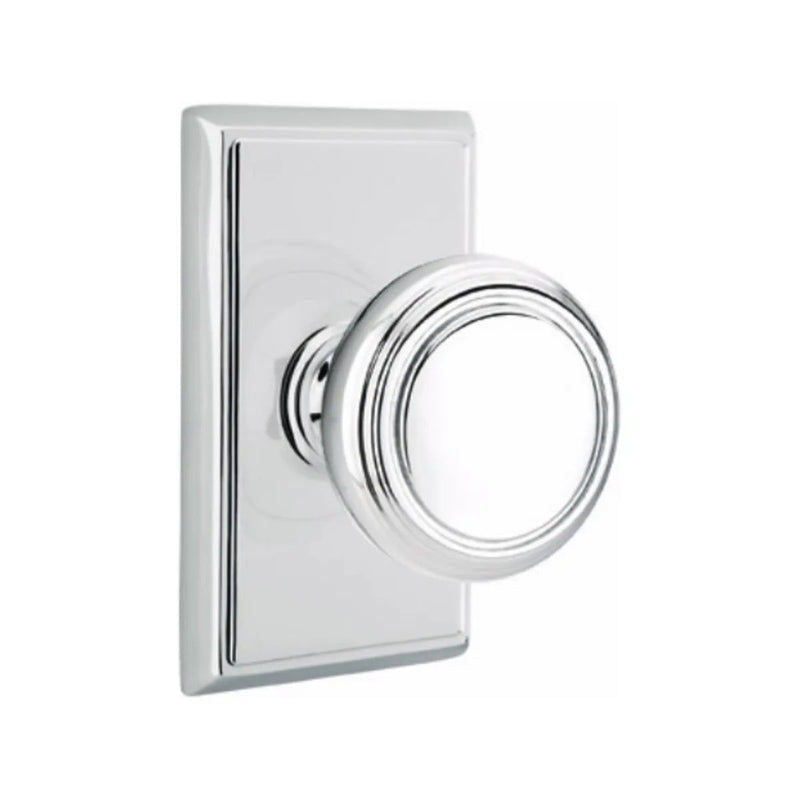 Emtek Privacy Norwich Knob With Rectangular Rosette in Polished Chrome finish