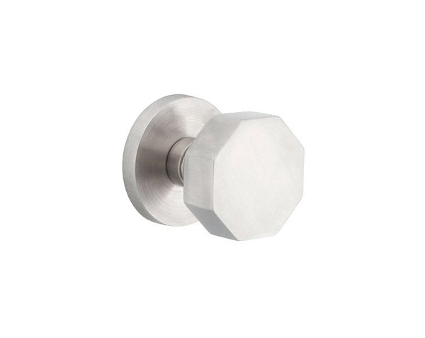 Emtek Privacy Octagon Knob With Disk Rosette in Brushed Stainless Steel finish