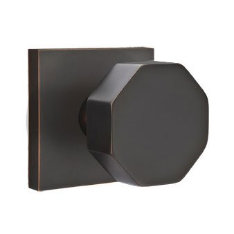 Emtek Privacy Octagon Knob With Square Rosette in Oil Rubbed Bronze finish