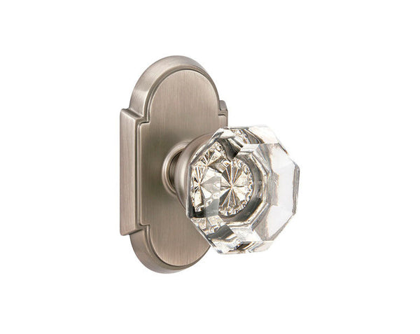 Emtek Privacy Old Town Crystal Knob With #8 Rosette in Pewter finish