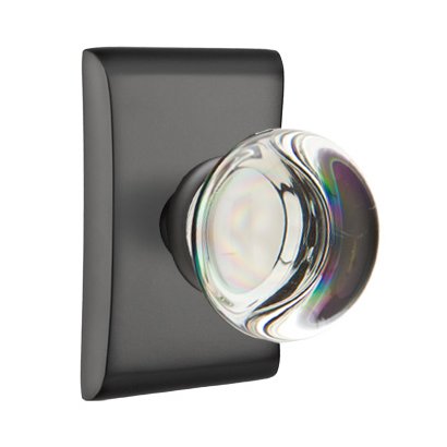 Emtek Privacy Providence Crystal Knob With Neos Rosette in Flat Black finish