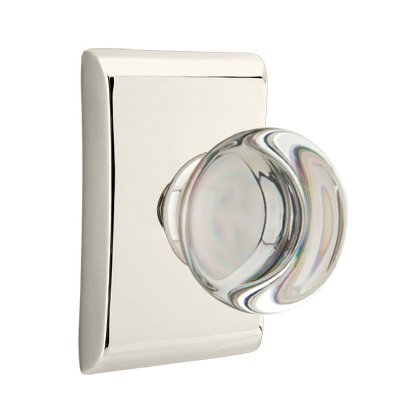 Emtek Privacy Providence Crystal Knob With Neos Rosette in Lifetime Polished Nickel finish