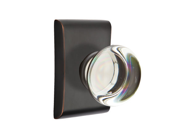 Emtek Privacy Providence Crystal Knob With Neos Rosette in Oil Rubbed Bronze finish
