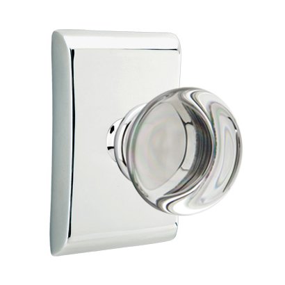 Emtek Privacy Providence Crystal Knob With Neos Rosette in Polished Chrome finish