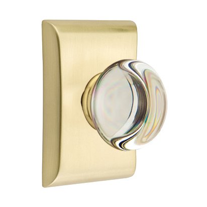 Emtek Privacy Providence Crystal Knob With Neos Rosette in Satin Brass finish