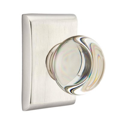 Emtek Privacy Providence Crystal Knob With Neos Rosette in Satin Nickel finish